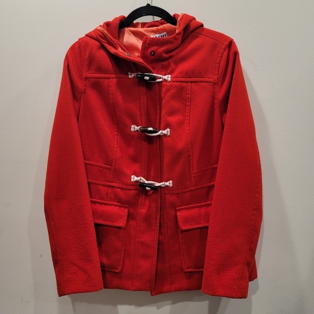 Sz Medium Radiant Red Old Navy Duffle Coat Soft Brushed London Street Style